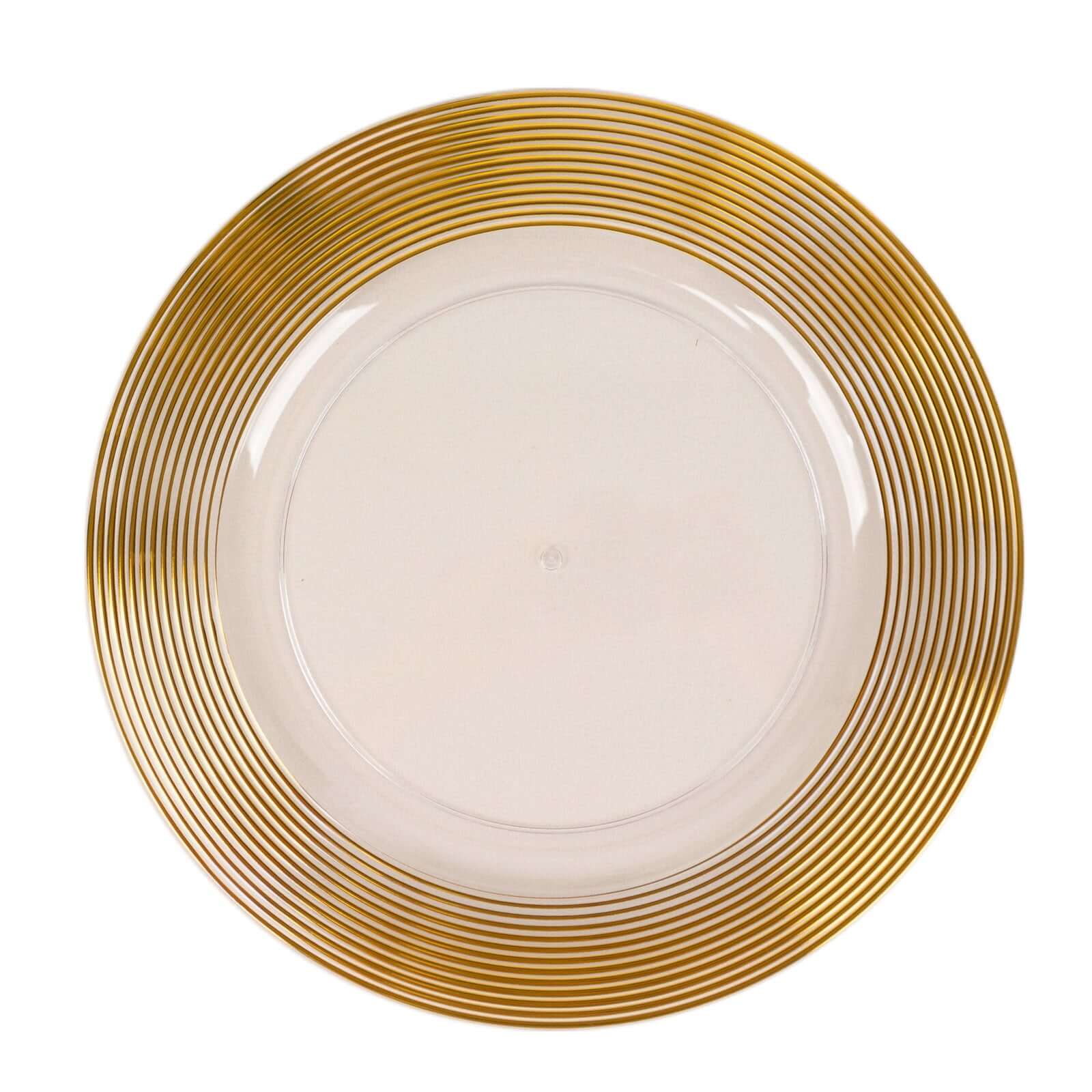 6-Pack Plastic Charger Plates 13" Round Clear with Gold Lined Ring Rim - Classy Dinner Serving Plates - Image 8